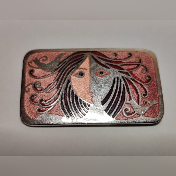 Vintage Art Nouveau Revival De Passille Sylvestre Enamel Brooch - Picture 7 of 11